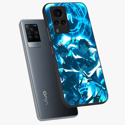 Cursed Energy Clash Glass Case displayed in angled mockup highlighting powerful battle inspired graphic with anime style aesthetic.