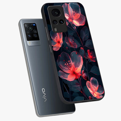 Dark Shade of Flower Glass Case displayed in angled mockup highlighting moody floral illustration with aesthetic dark tones.