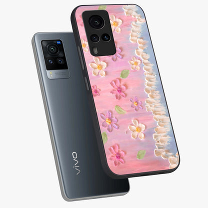 Dreamy Painted Garden Glass Case displayed in angled mockup highlighting colorful garden illustration with dreamy aesthetic style.