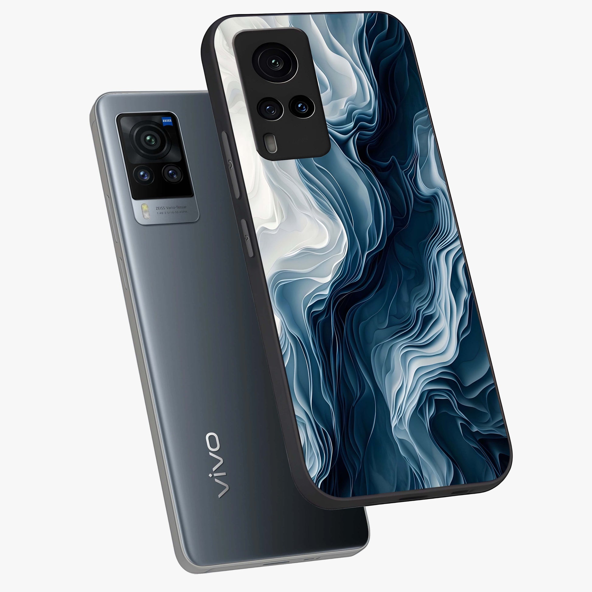 Ethereal Paper Marble Glass Case displayed in angled mockup highlighting elegant marble pattern with modern aesthetic style.