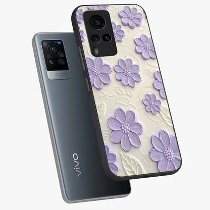 Floral Wall Art With Purple Flowers Glass Case displayed in angled mockup highlighting vibrant purple floral illustration with artistic aesthetic.
