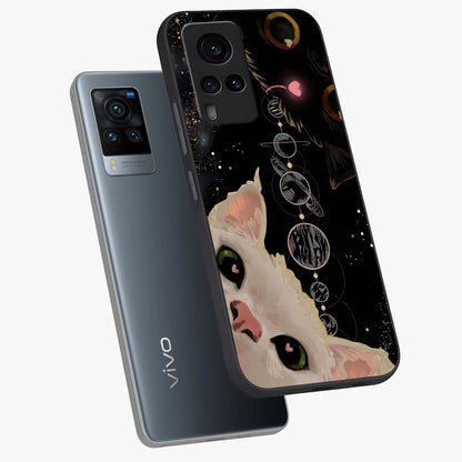 Galactic Cat Glass Case displayed in angled mockup highlighting celestial feline illustration with galaxy aesthetic style.