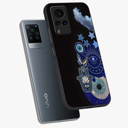 Galactic Charm Cluster Glass Case displayed in angled mockup highlighting luminous galaxy inspired design with dreamy aesthetic.