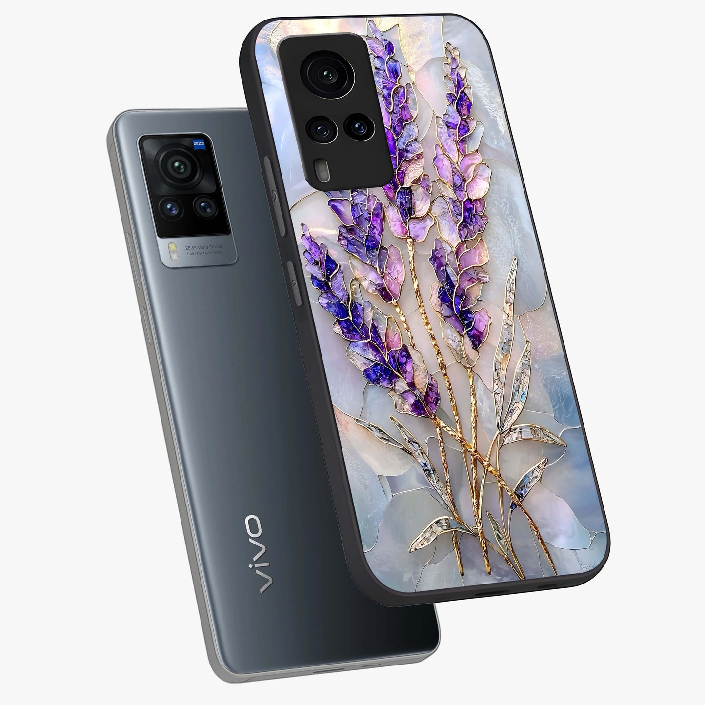 Lavender Dream Glow Glass Case displayed in angled mockup highlighting dreamy purple glow design with soft artistic style.