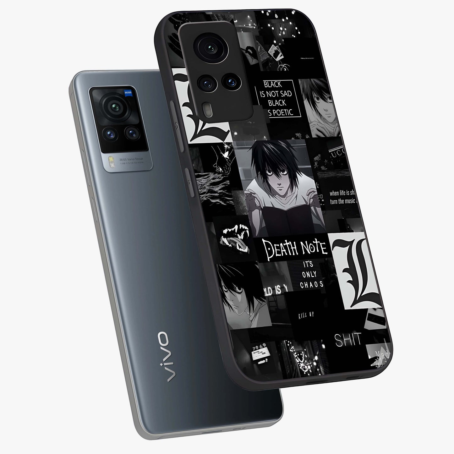 Midnight Chaos Mind Glass Case displayed in angled mockup highlighting chaotic artistic design with dramatic midnight aesthetic.
