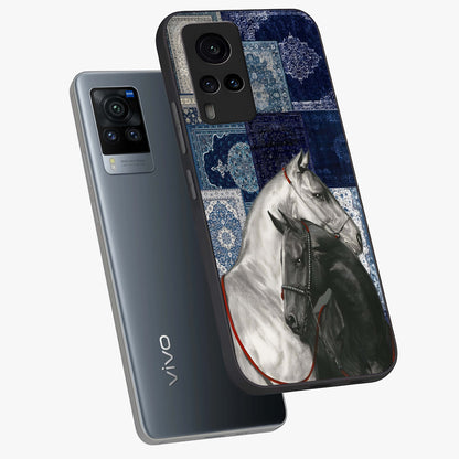 Midnight Stallion Blues Glass Case displayed in angled mockup highlighting powerful stallion illustration with deep midnight tones.