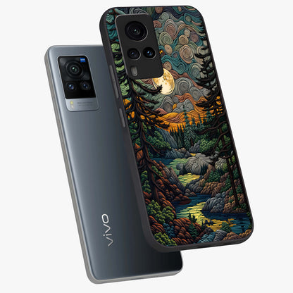 Moonlight Forest Dream Glass Case displayed in angled mockup highlighting dreamy forest design with glowing moon aesthetic.