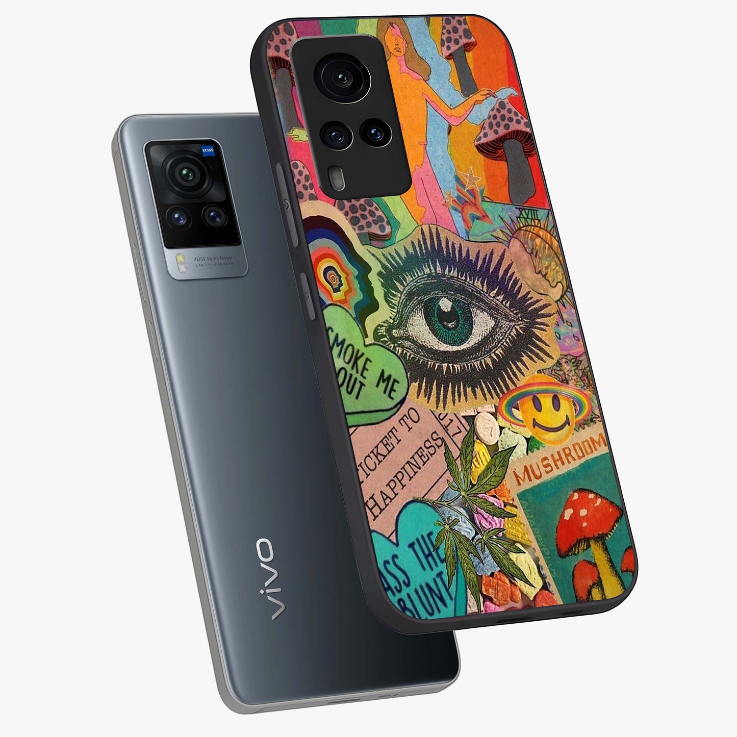 Mystic Eye Wonderland Glass Case displayed in angled mockup highlighting magical eye illustration with dreamy aesthetic.