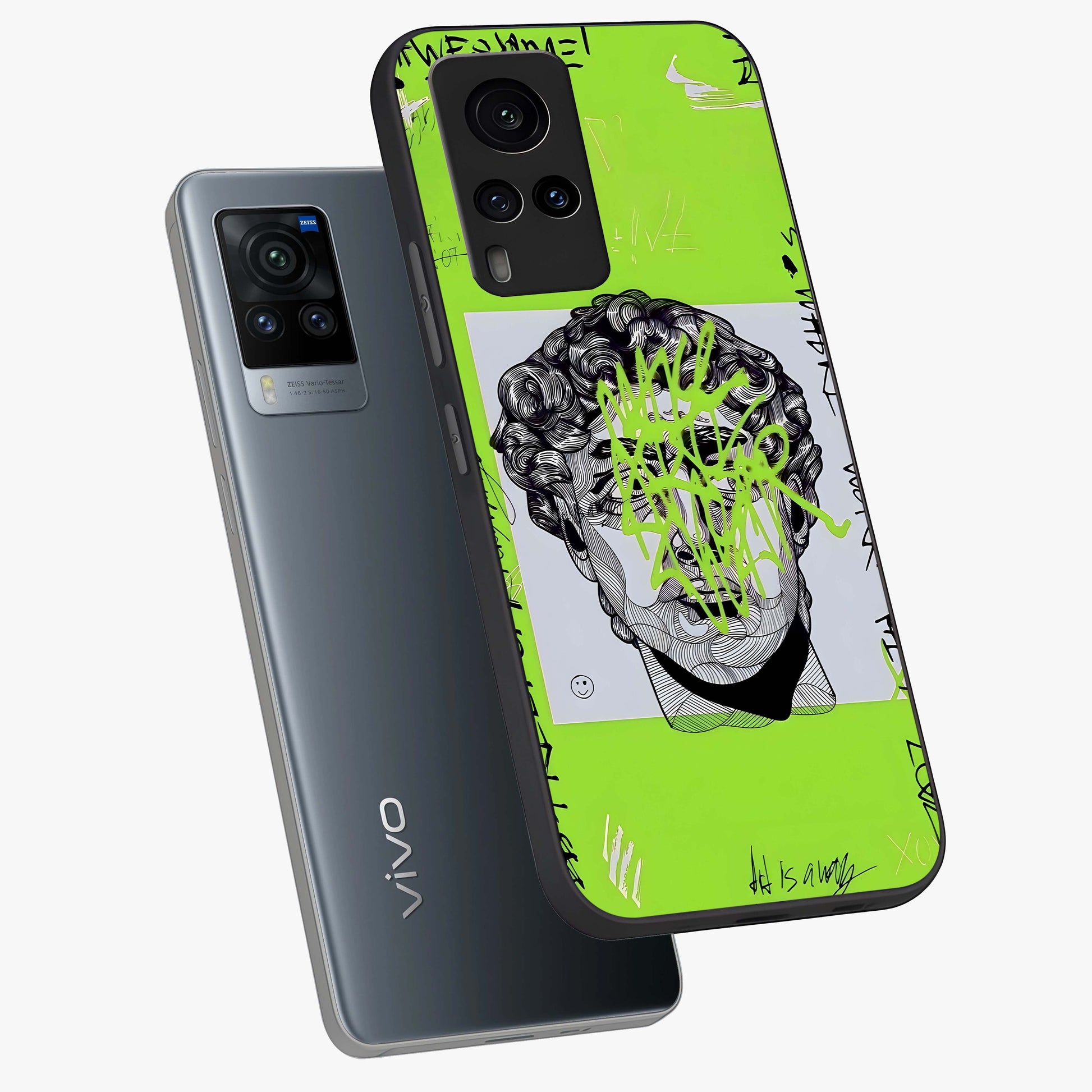 Neo Graffiti Rebellion Glass Case displayed in angled mockup highlighting urban street art design with rebellious aesthetic.