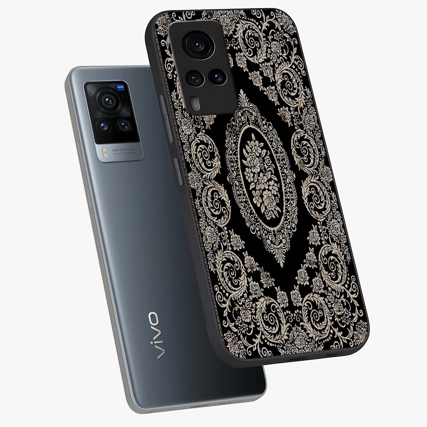 Noir Bloom Elegance Glass Case displayed in angled mockup highlighting refined flower design with stylish noir aesthetic.