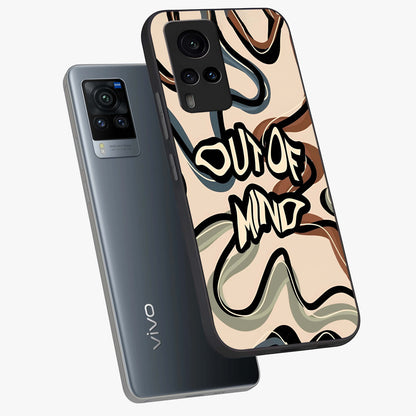 Out Of Mind Glass Case displayed in angled mockup highlighting bold statement design with modern artistic aesthetic.