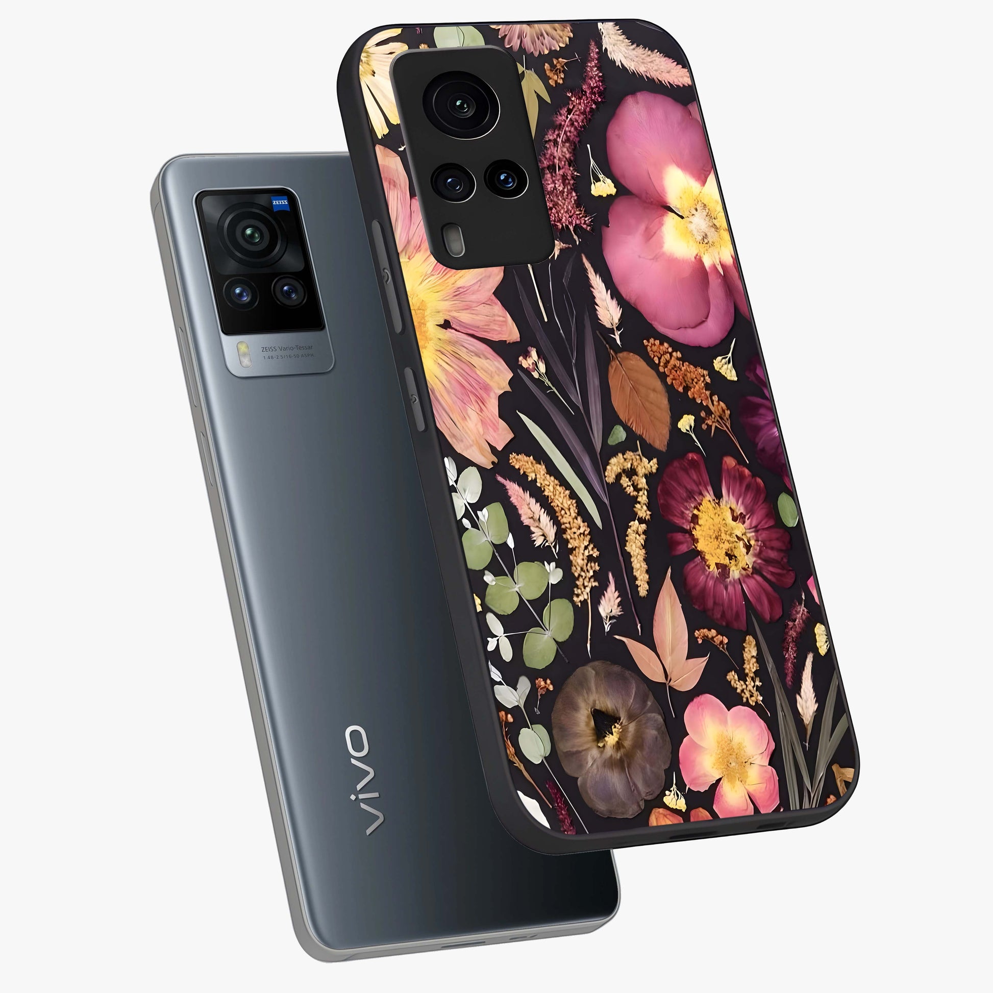 Petal Dream Tapestry Glass Case displayed in angled mockup highlighting decorative petal pattern with elegant botanical aesthetic.