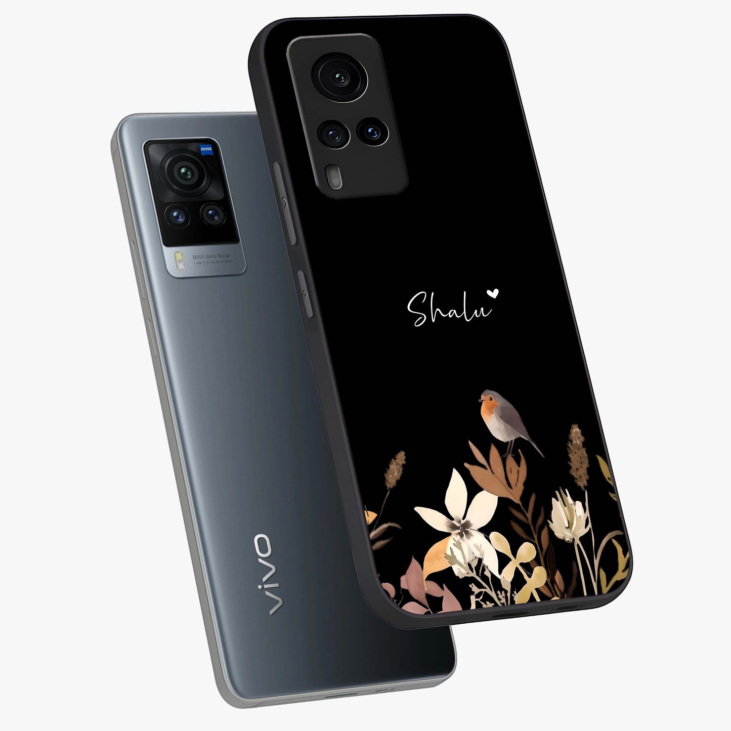 Quiet Garden Tune Custom Name Glass Case displayed in angled mockup highlighting delicate floral garden design with custom name feature.