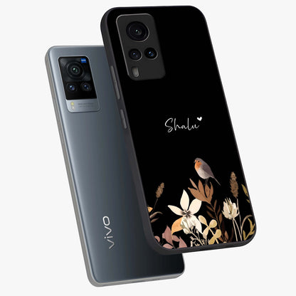 Quiet Garden Tune Custom Name Glass Case displayed in angled mockup highlighting delicate floral garden design with custom name feature.