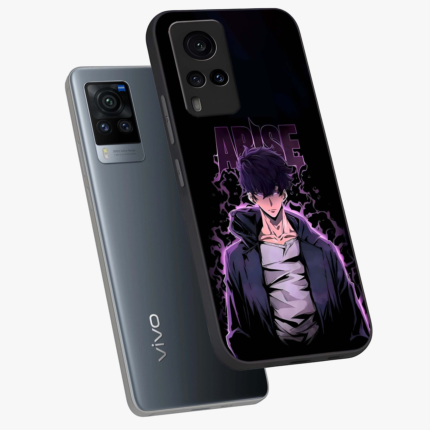 Shadow Monarch Awakening Glass Case displayed in angled mockup highlighting dramatic shadow warrior design with fantasy aesthetic.