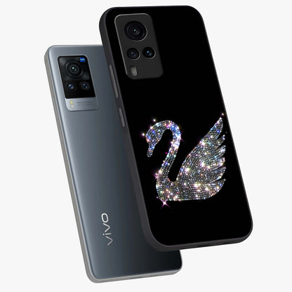 Starlit Swan Grace Glass Case displayed in angled mockup highlighting elegant swan illustration with dreamy celestial aesthetic.