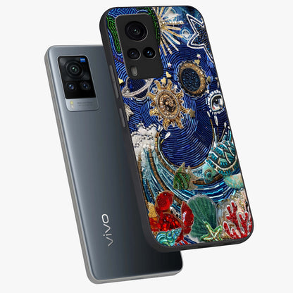 Universe Underwater Spark Glass Case displayed in angled mockup highlighting glowing aquatic design with celestial aesthetic.