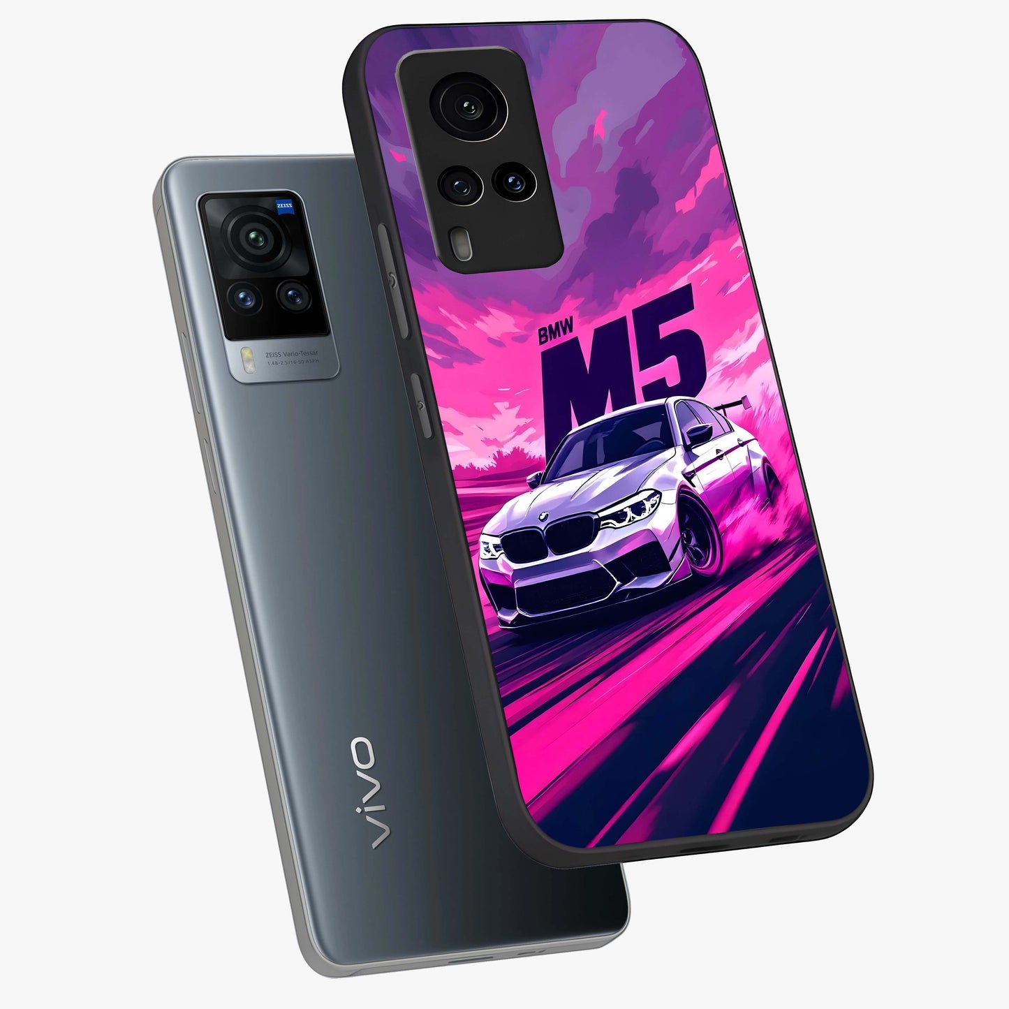 Velocity Drift Pulse Glass Case displayed in angled mockup highlighting dynamic drift design with sporty automotive aesthetic.