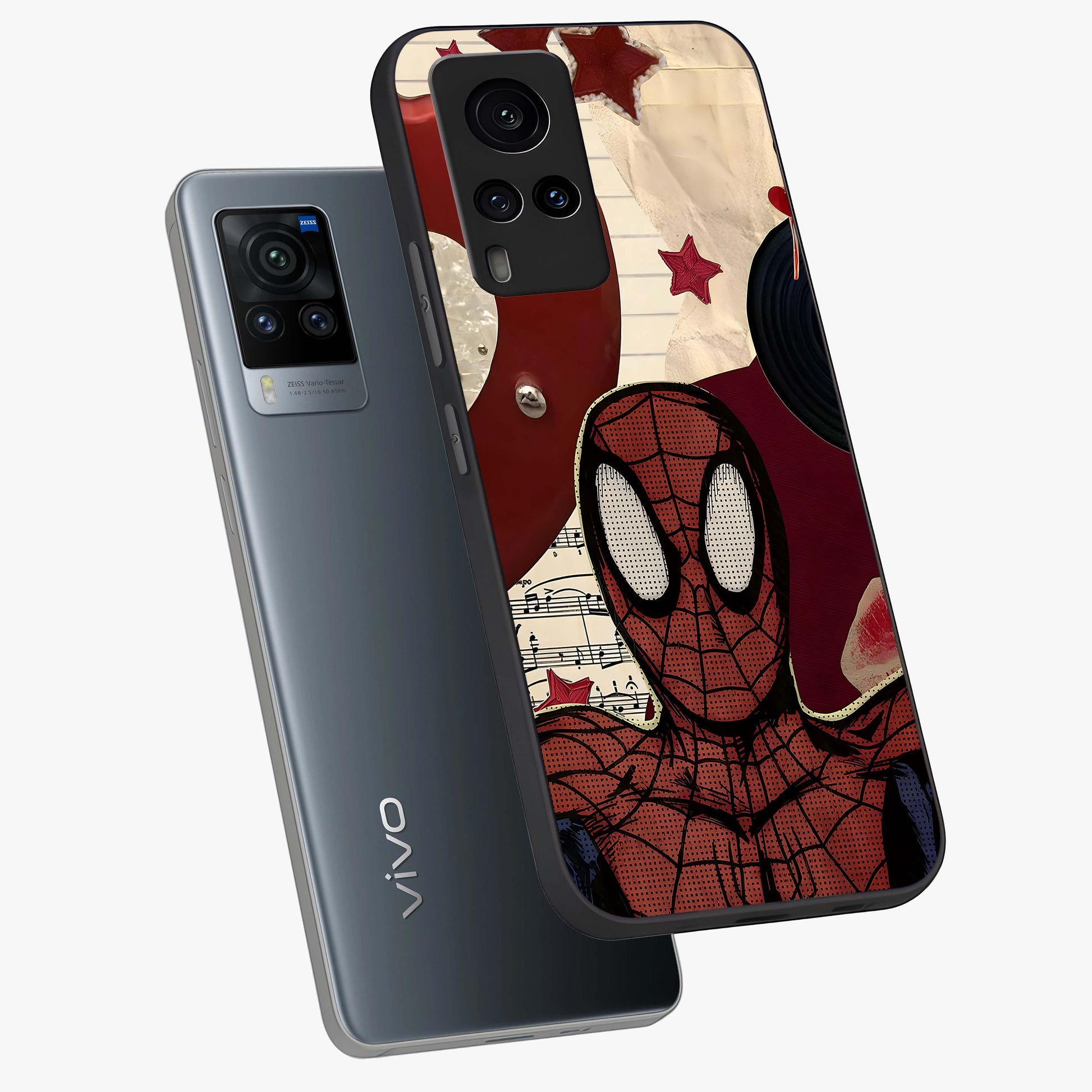Web Warrior Vibes Glass Case displayed in angled mockup highlighting dynamic web design with comic style aesthetic.