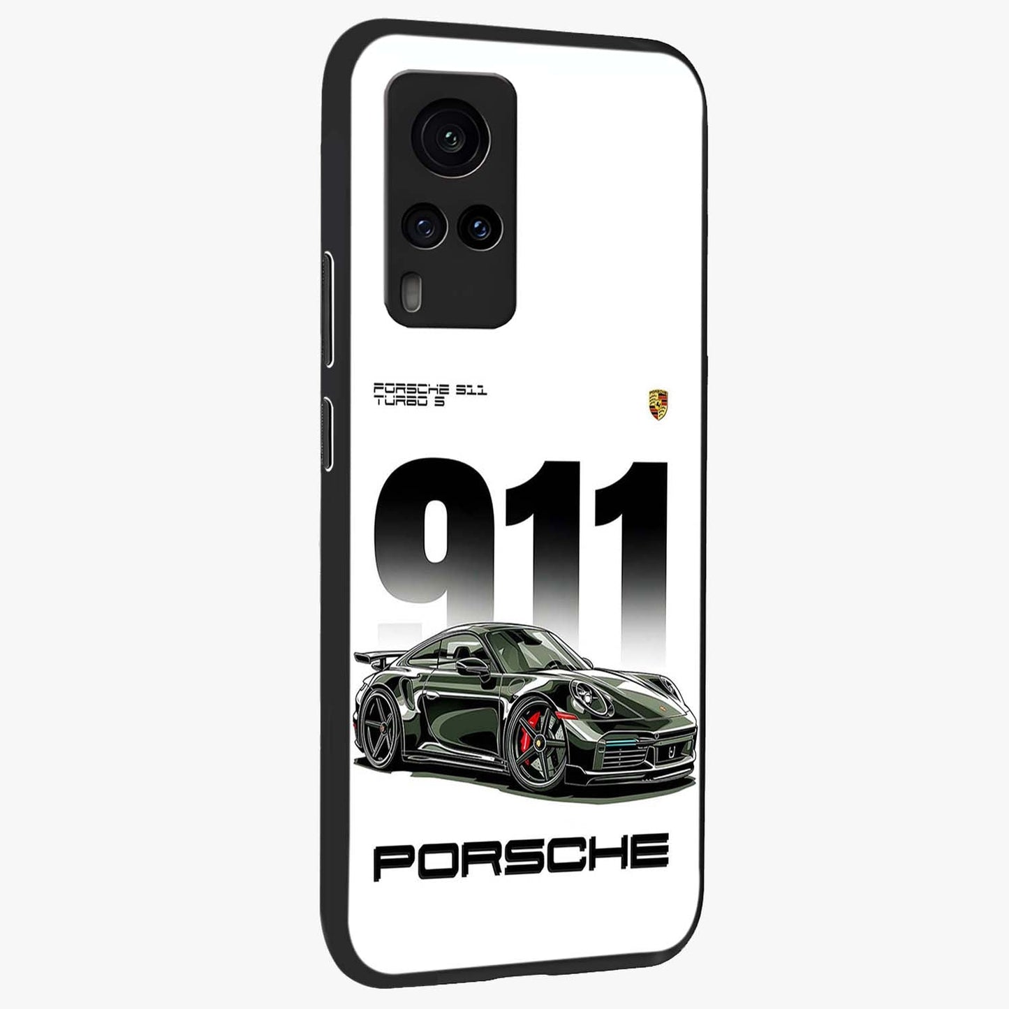 911 Turbo Dominance Glass Case upright perspective showcasing powerful racing design and modern automotive aesthetic.
