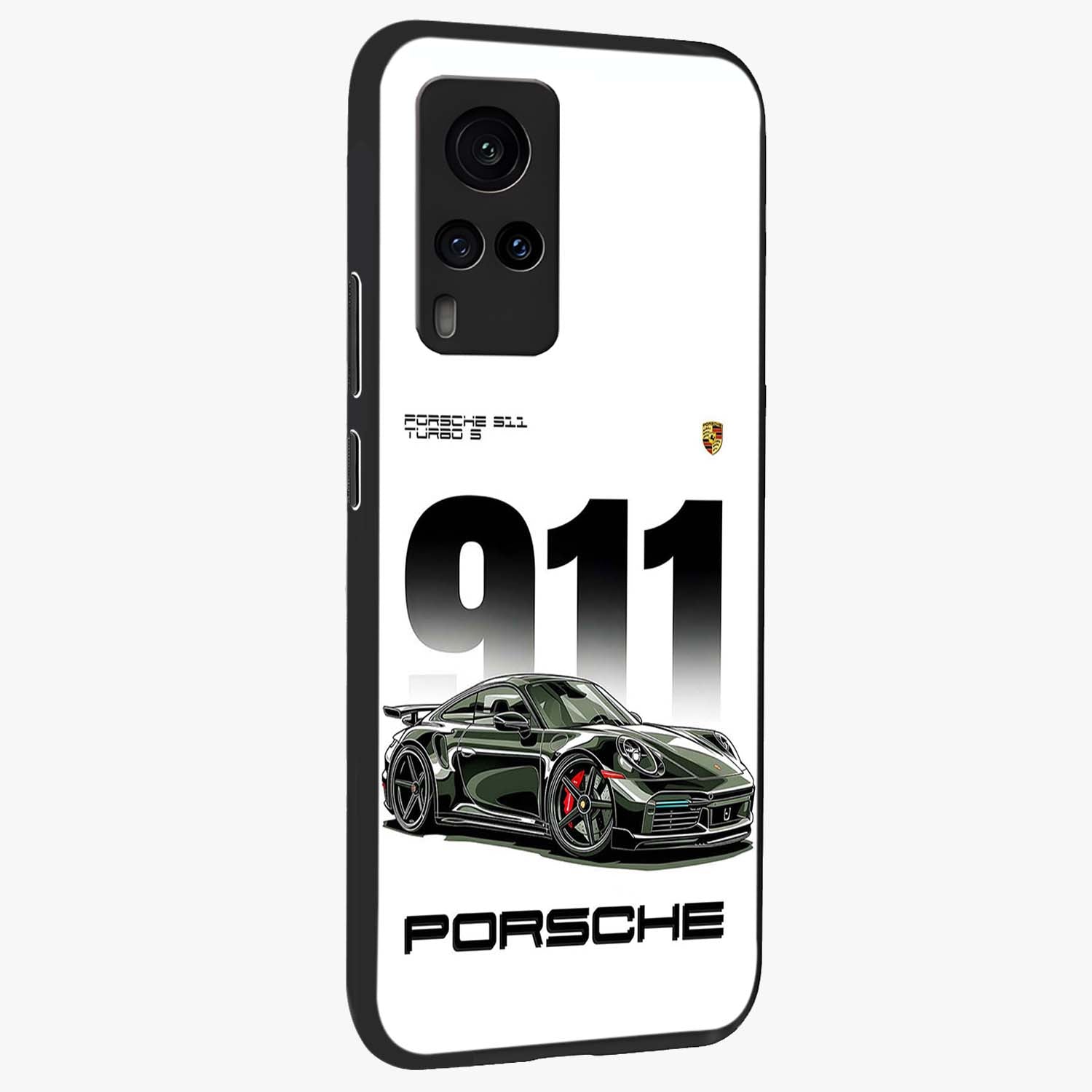 911 Turbo Dominance Glass Case upright perspective showcasing powerful racing design and modern automotive aesthetic.