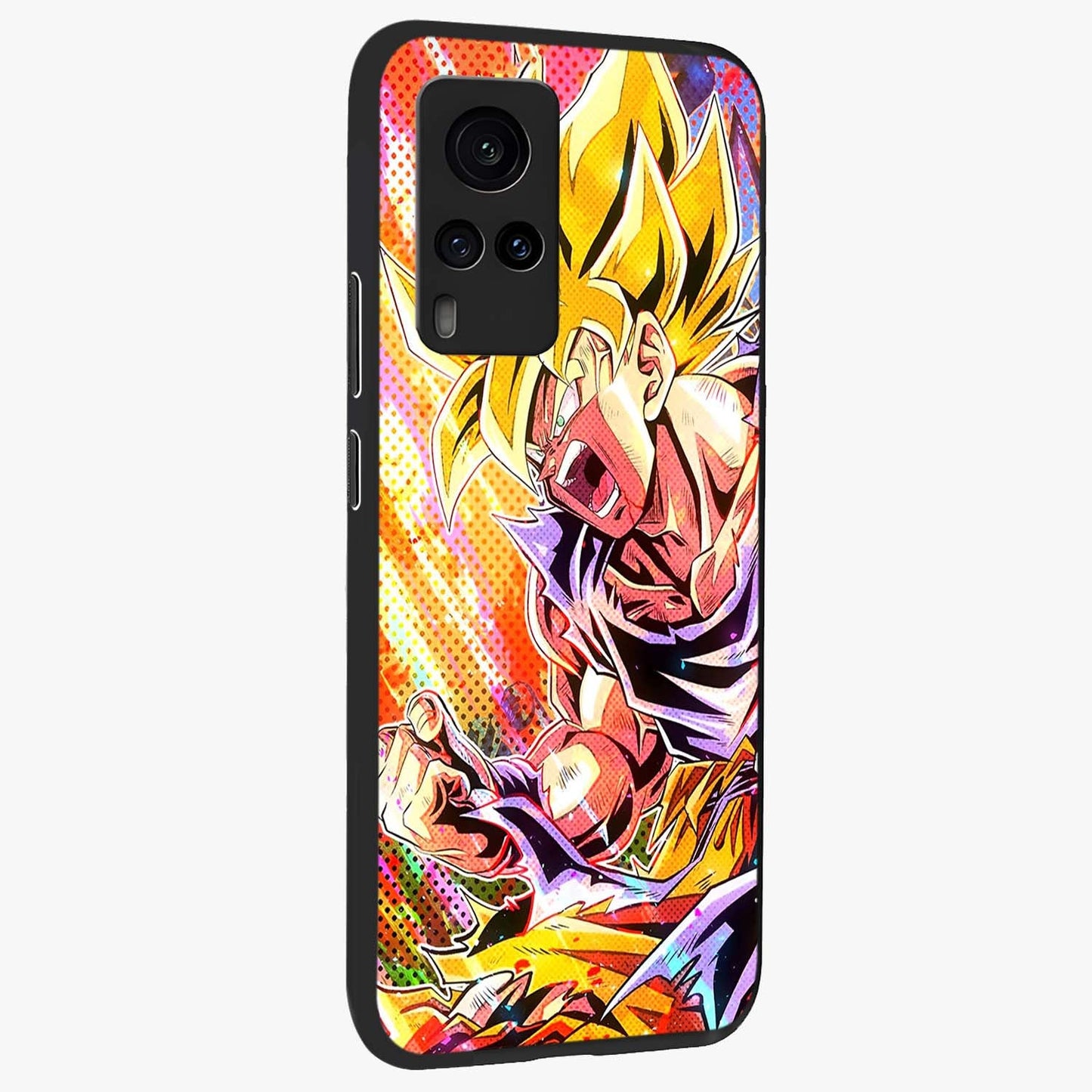 Firing Goku Glass Case upright view showcasing energetic anime artwork with bold warrior theme.