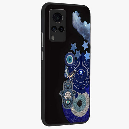 Galactic Charm Cluster Glass Case upright view showcasing glowing cosmic charm artwork with magical celestial style.