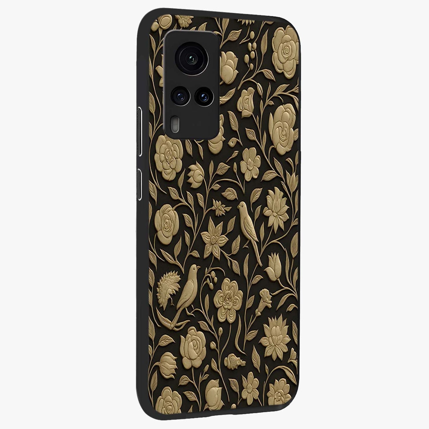 Golden Evil Eye Mandala Glass Case upright view showcasing decorative evil eye mandala artwork with spiritual aesthetic style.