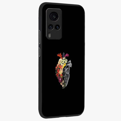 Heart With Flowers Glass Case upright view showcasing decorative heart and floral artwork with sweet romantic theme.