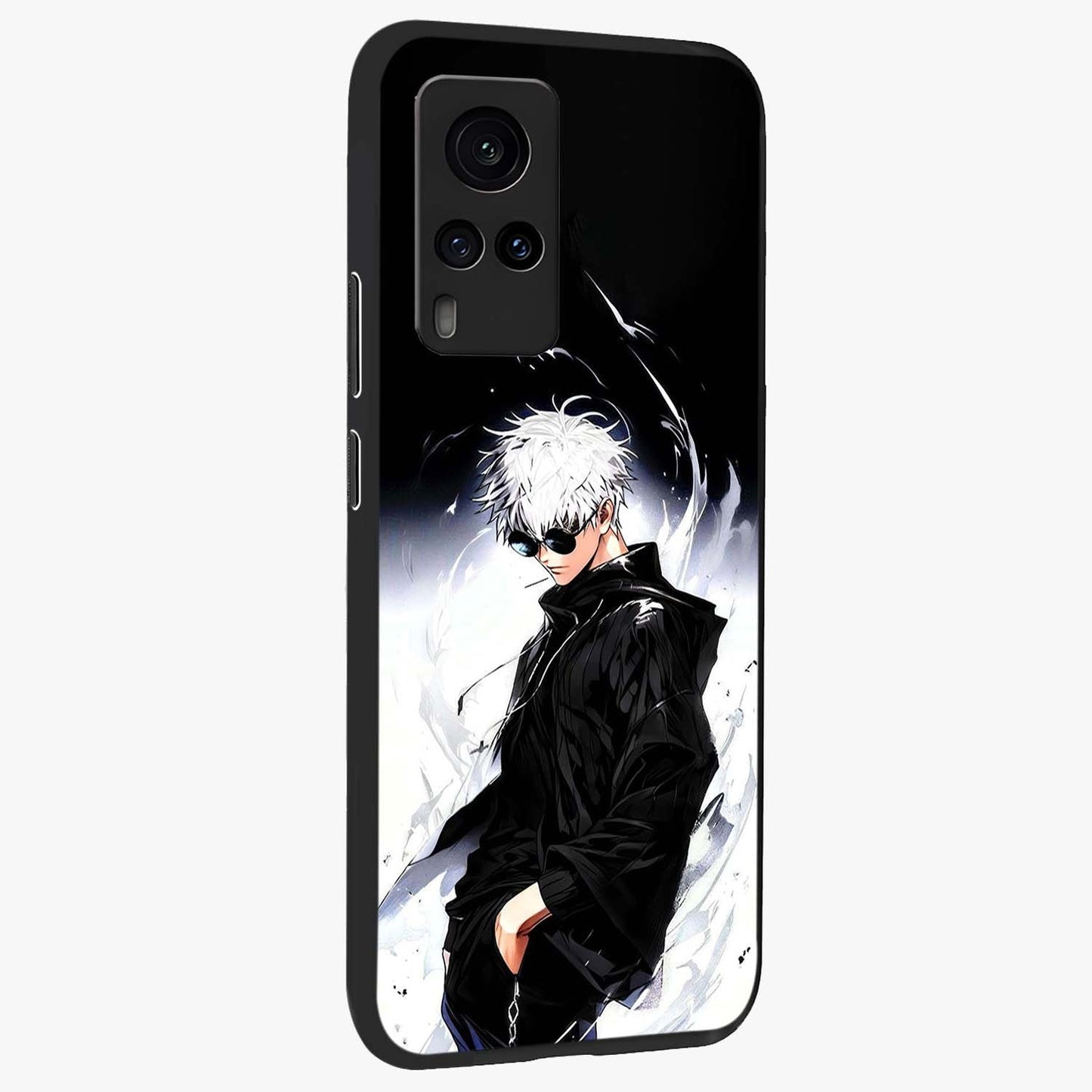 Limitless Shadow King Glass Case upright view showcasing bold shadow warrior artwork with epic fantasy theme.