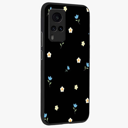 Minimal Petal Whispers Glass Case upright view showcasing elegant floral artwork with modern minimalist style.