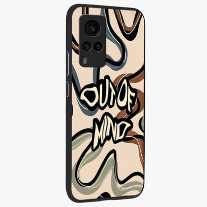 Out Of Mind Glass Case upright view showcasing striking typography artwork with edgy conceptual theme.