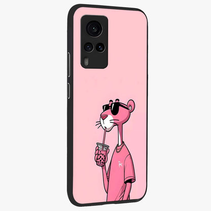 Pink Panther Glass Case upright view showcasing fun animated artwork with stylish retro cartoon theme.