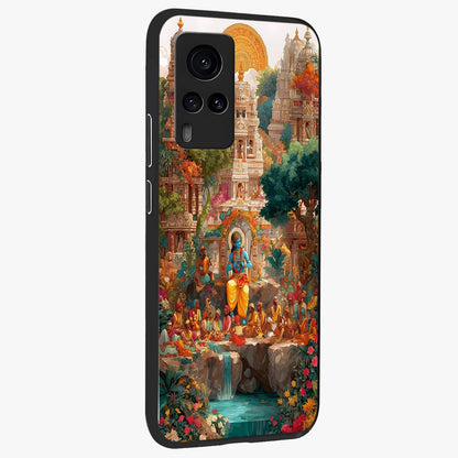 Sacred Sunlight Gods Glass Case upright view showcasing glowing divine artwork with sacred mythological theme.