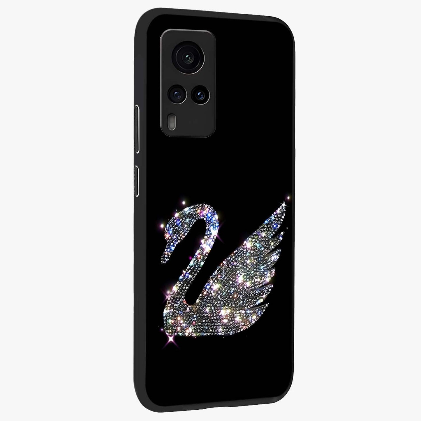 Starlit Swan Grace Glass Case upright view showcasing beautiful swan artwork with peaceful night themed design.
