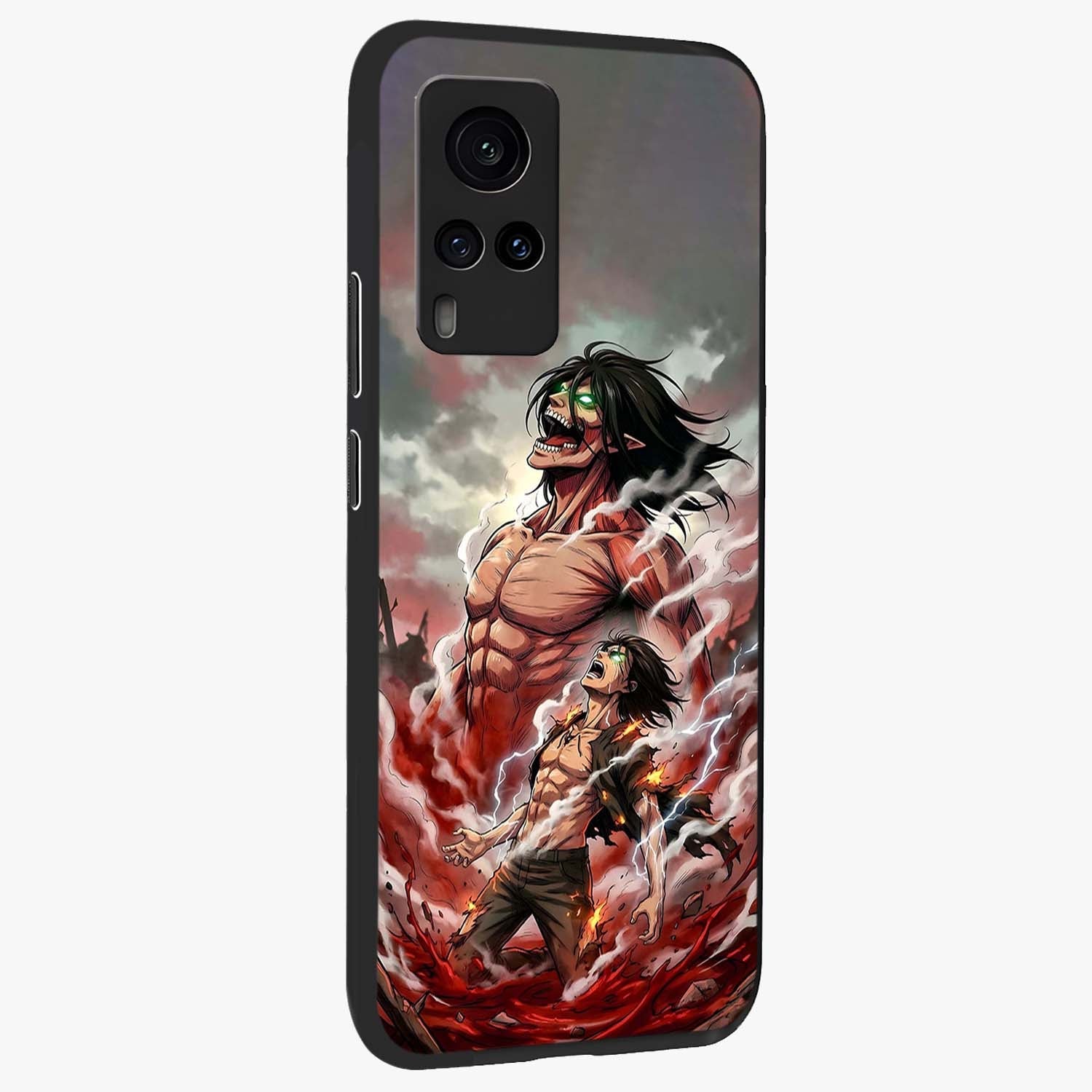 Titan Awakening Fury Glass Case upright view showcasing intense titan artwork with epic fantasy theme.