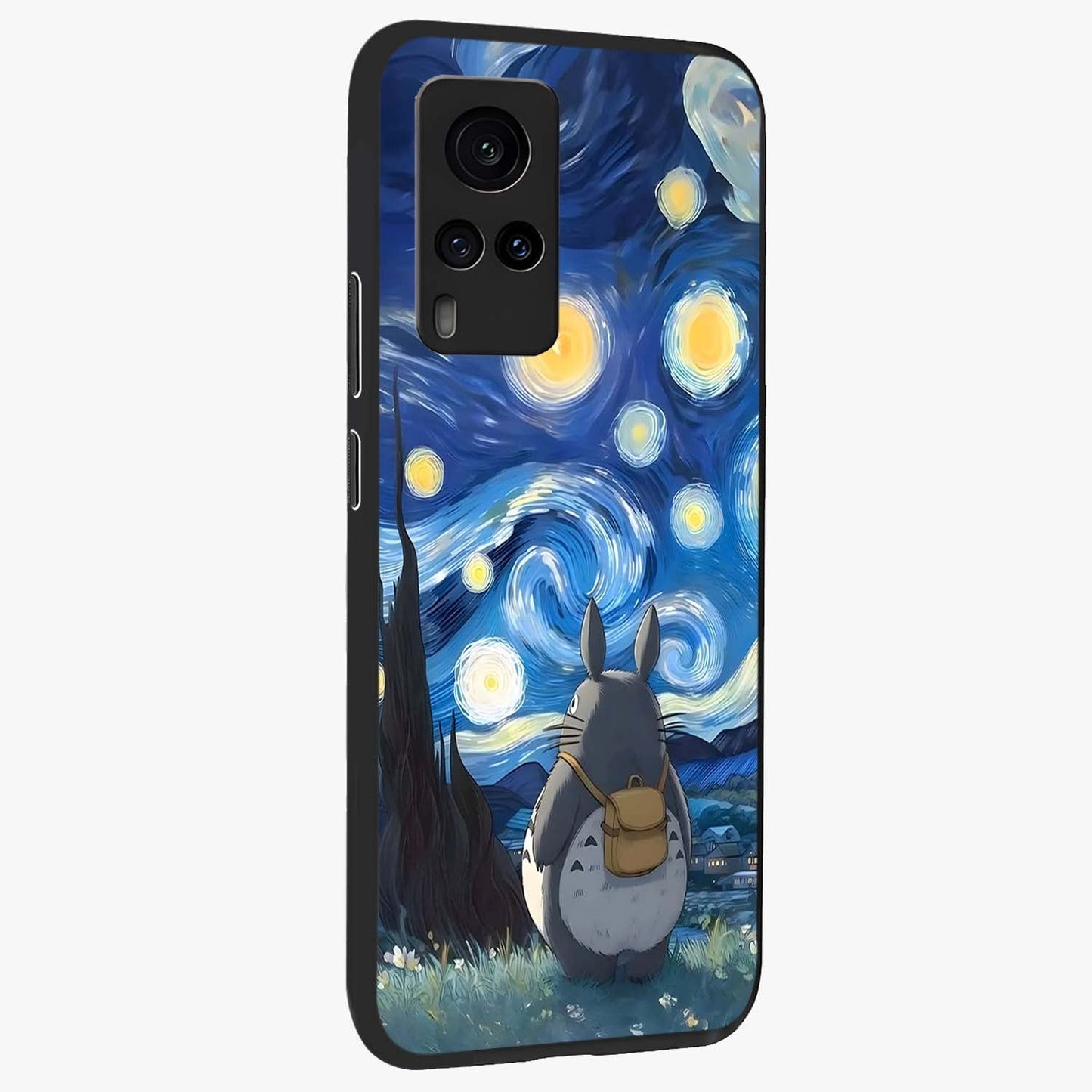 Totoro In Van Gogh Art Glass Case upright view showcasing creative character artwork with painterly artistic theme.