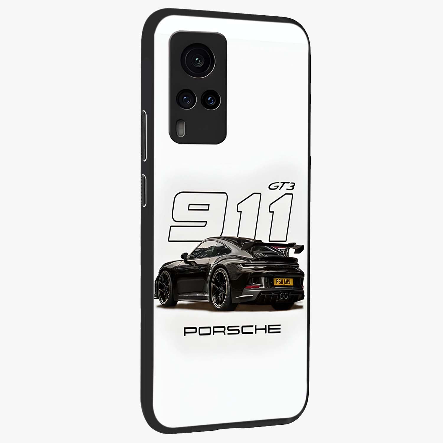 Turbo Legacy Icon Glass Case upright view showcasing bold racing inspired artwork with classic car theme.