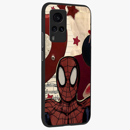 Web Warrior Vibes Glass Case upright view showcasing energetic superhero artwork with bold action theme.