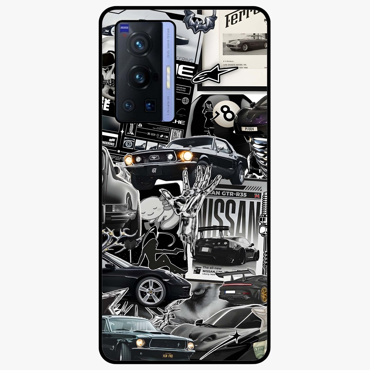Aesthetic Dark Love Glass Case showing flat back view with dark romantic artwork and glossy glass finish.