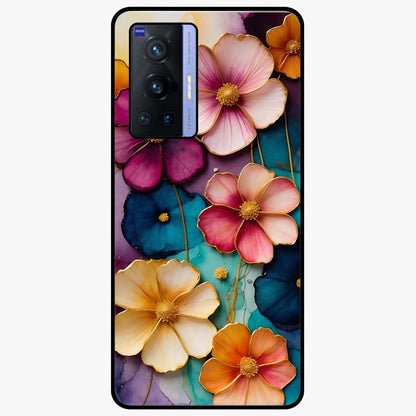 Artlyn Grace Flower Pattern Glass Case showing flat back view with elegant floral pattern artwork and glossy glass finish.
