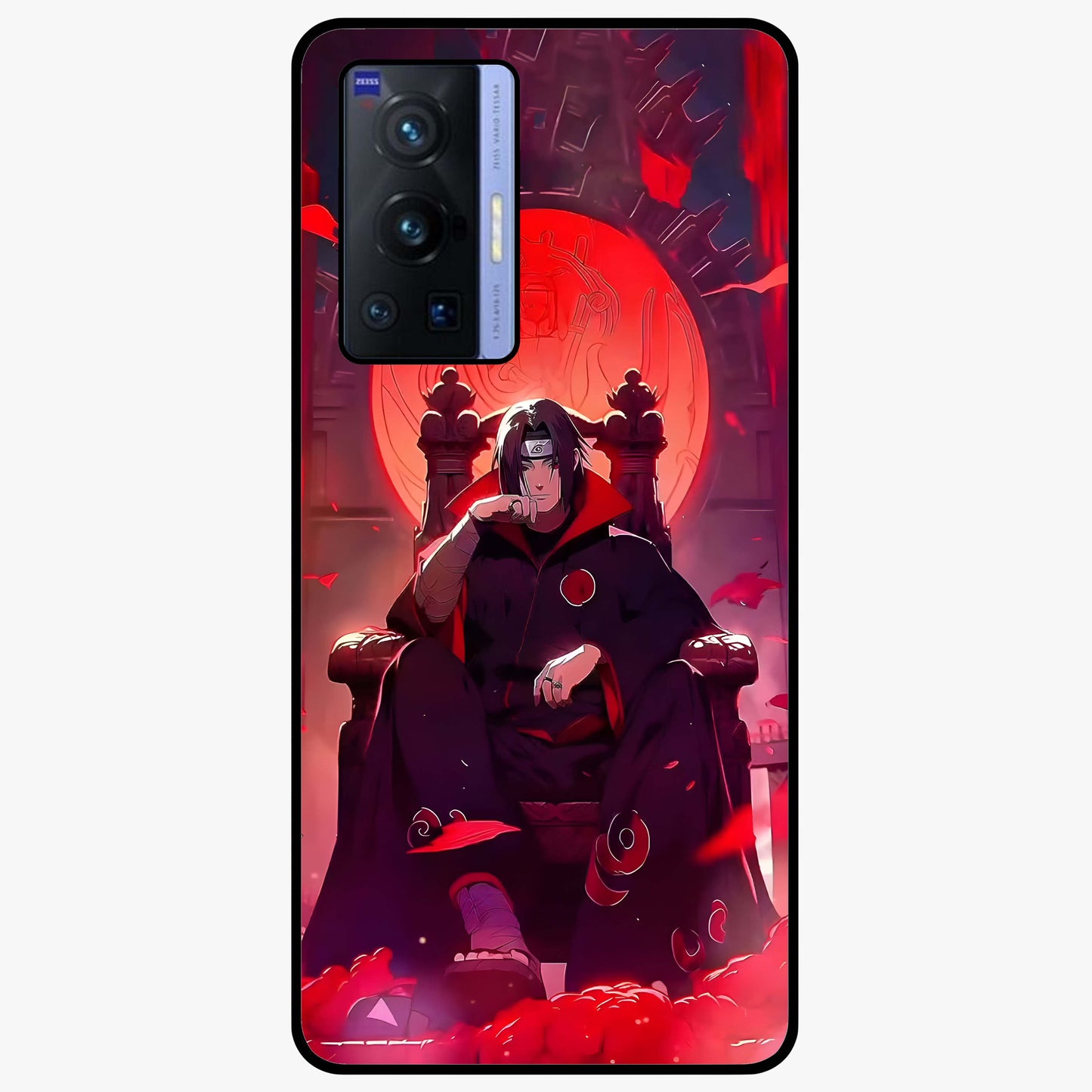 Blood Moon Sovereign Glass Case showing flat back view with mystical blood moon artwork and glossy glass finish.