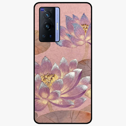 Blossom Mist Lotus Glass Case showing flat back view with serene lotus blossom artwork and glossy glass finish.