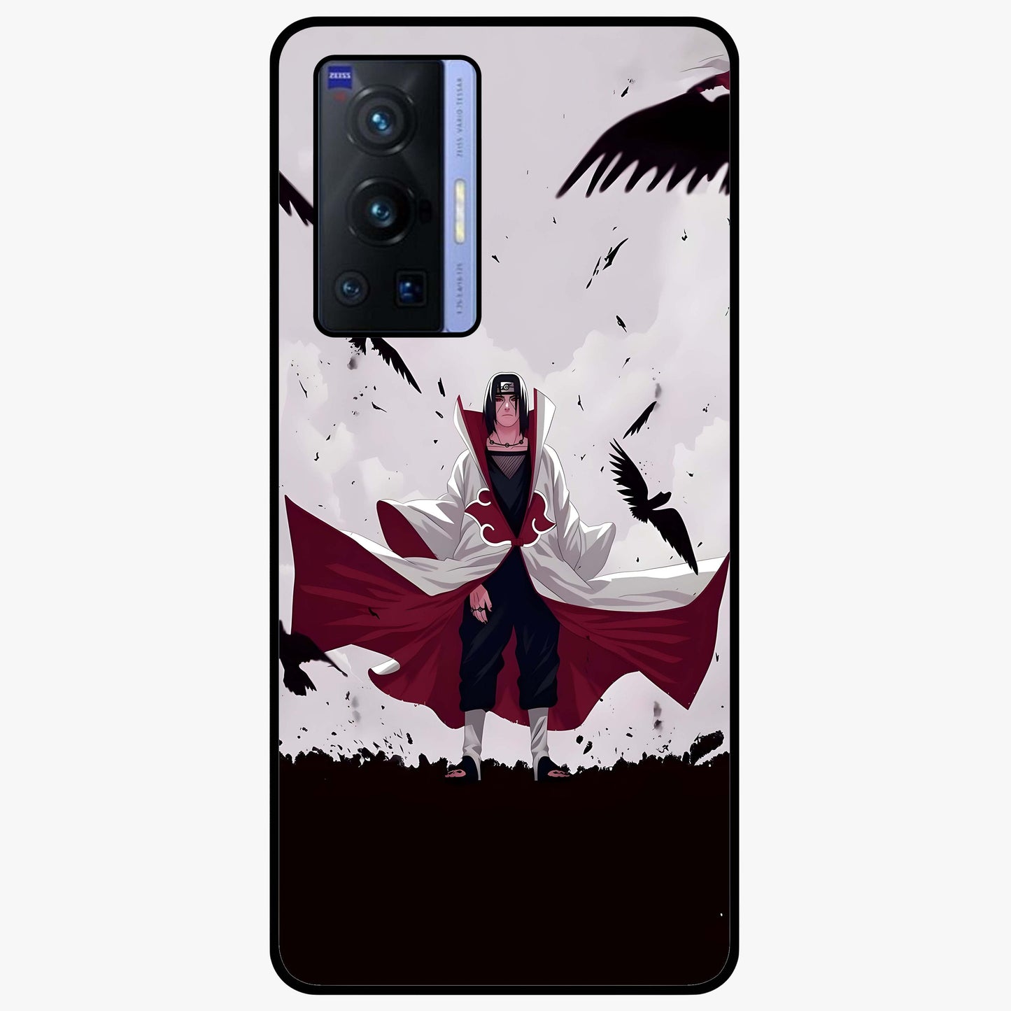 Crimson Crow Ascension Glass Case showing flat back view with mystical crow artwork and glossy glass finish.