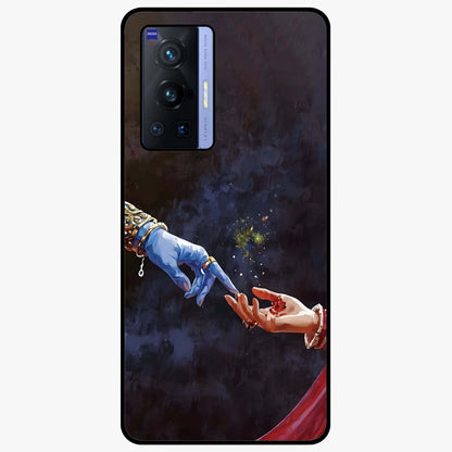 Divine Touch Eternal Glass Case showing flat back view with spiritual themed artwork and glossy glass finish.