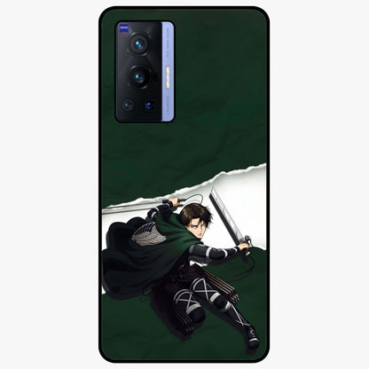 Emerald War Vanguard Glass Case showing flat back view with powerful warrior themed artwork and glossy glass finish.