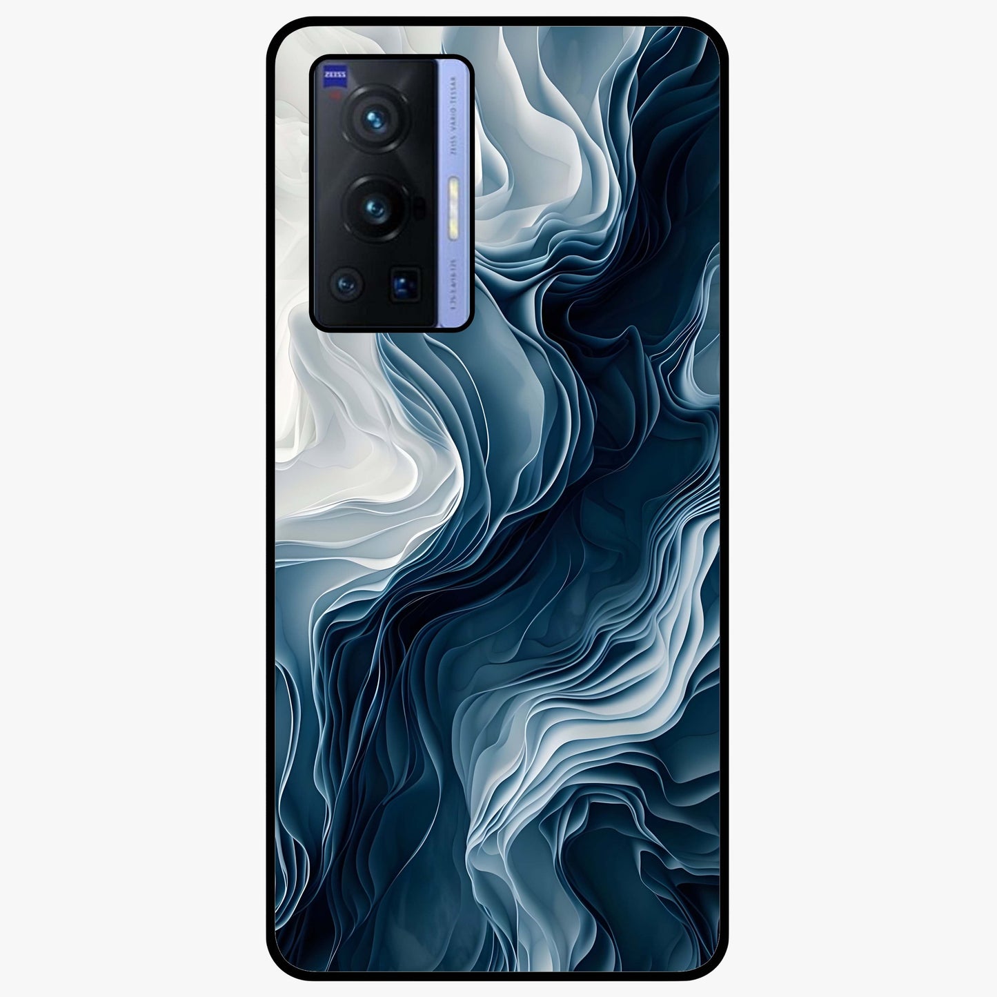 Ethereal Paper Marble Glass Case showing flat back view with soft marble paper texture artwork and glossy glass finish.
