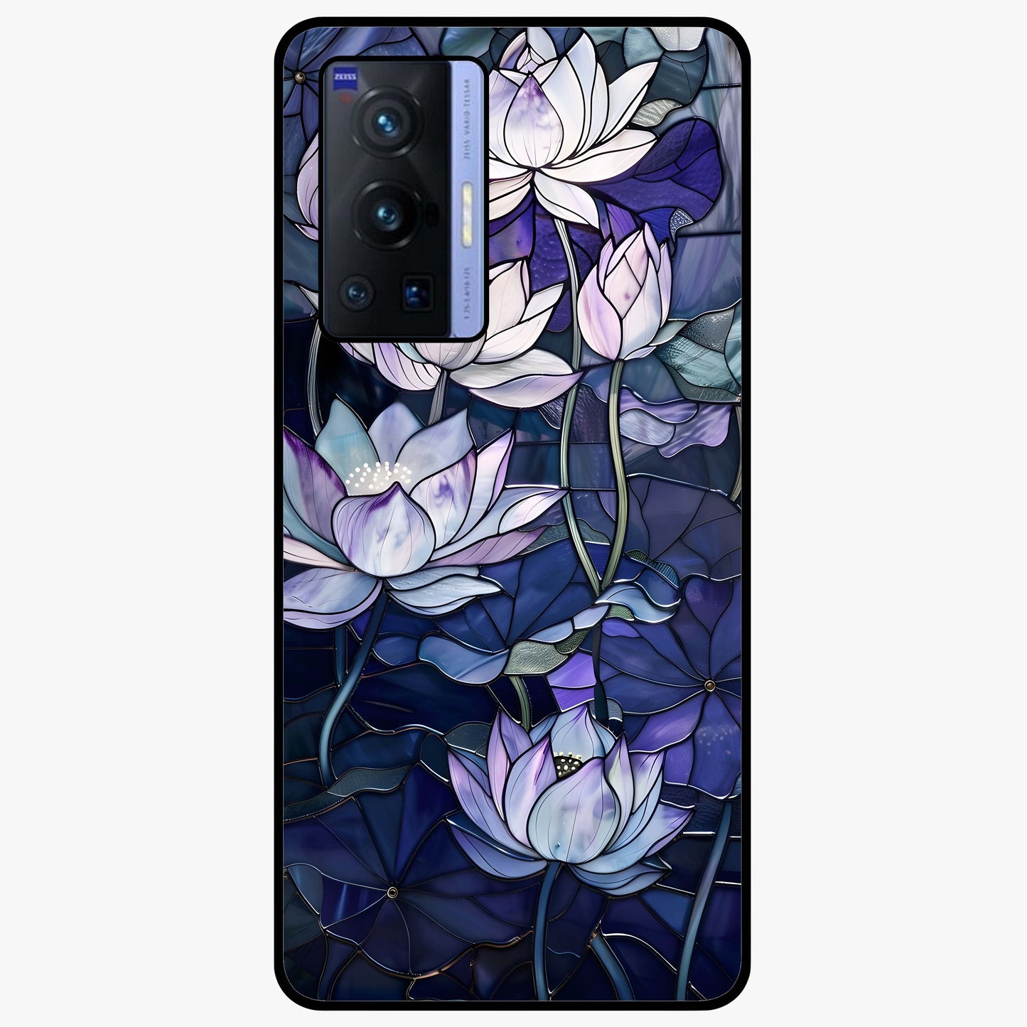 Gloss Petal Rush Glass Case showing flat back view with glossy flower petal artwork and smooth glass finish.