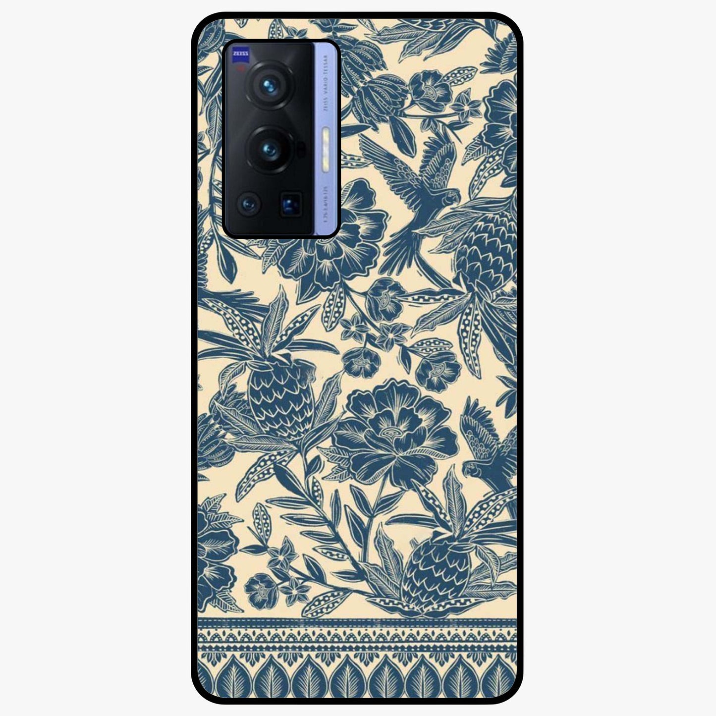 Heirloom Wild Bloom Glass Case showing flat back view with vintage inspired wild flower artwork and glossy glass finish.