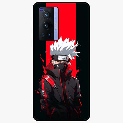 Kakashi Scarlet Shadow Glass Case showing flat back view with powerful anime ninja artwork and glossy glass finish.